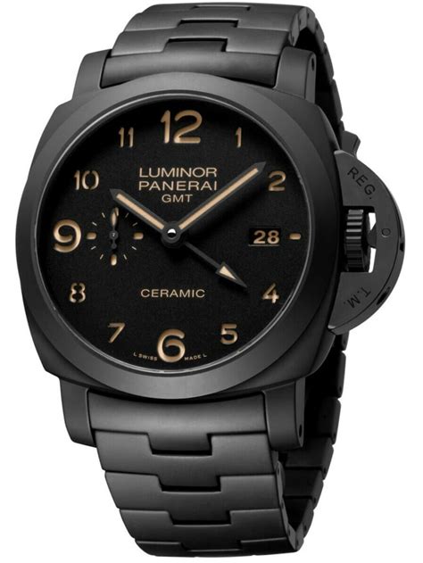 panerai luminor 1950 tuttonero gmt black dial men's watch